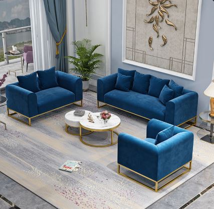 Contemporary Style Modern Fabric 6 Seater Sofa Set