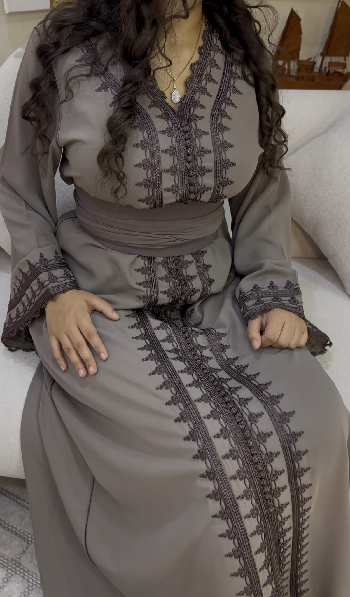 Caftan israa - Beige foncé