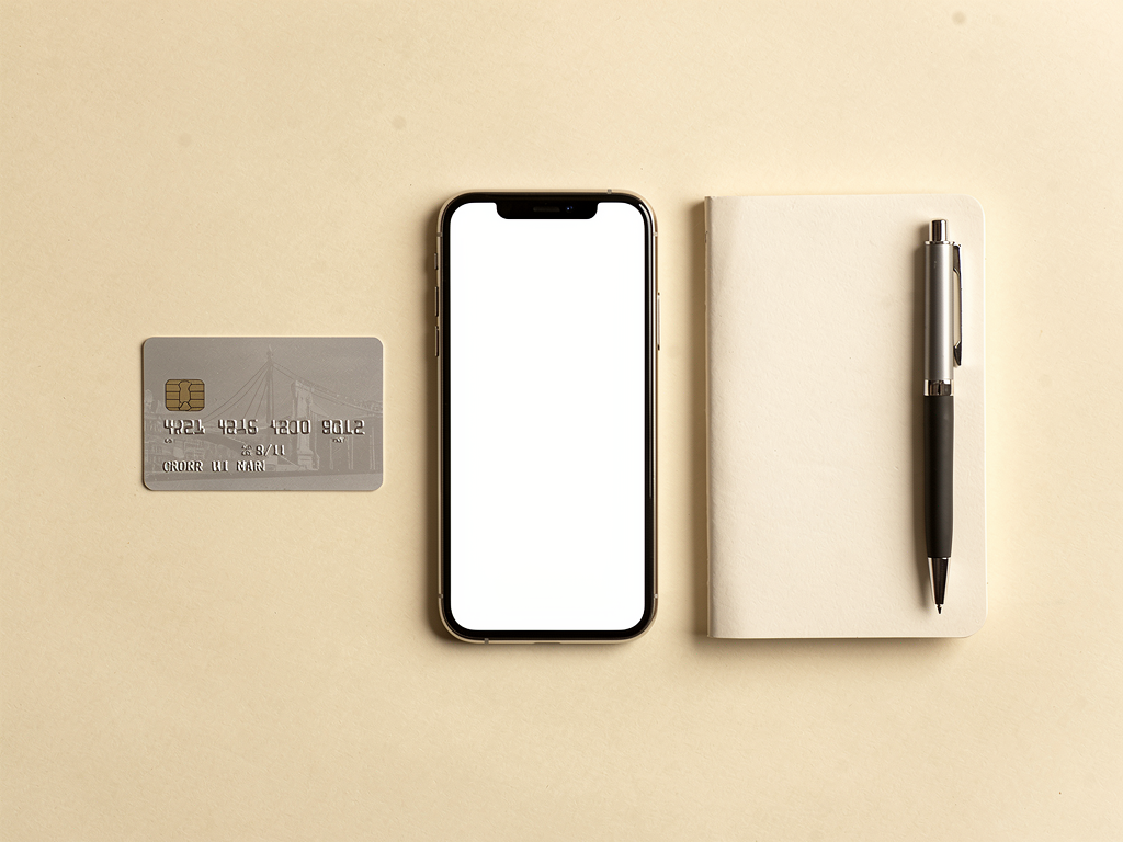 A minimalist flat lay representing mobile plan comparison and budget planning