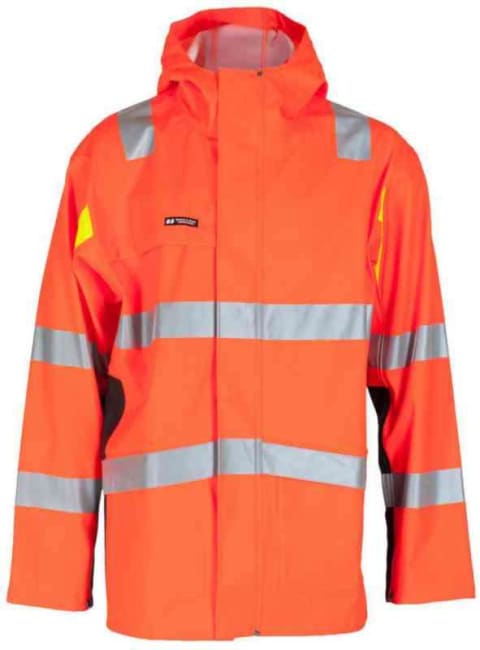 Bergset regnjakke HiVis kl. 4 oransje/svart