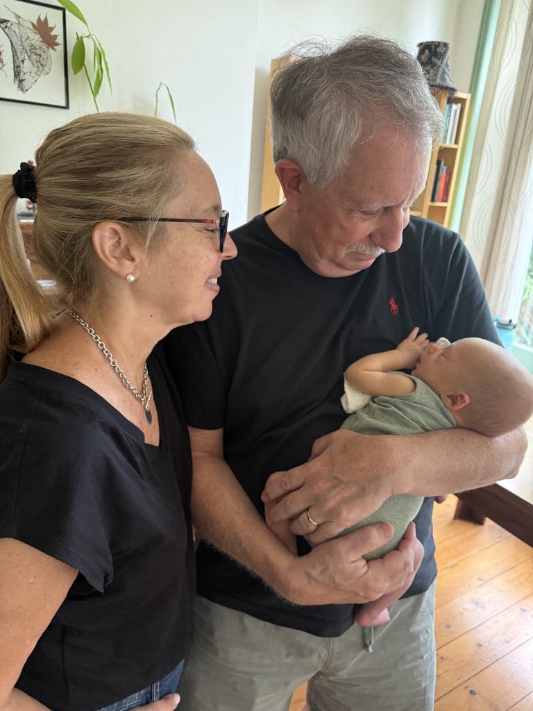 Meets his American grandparents