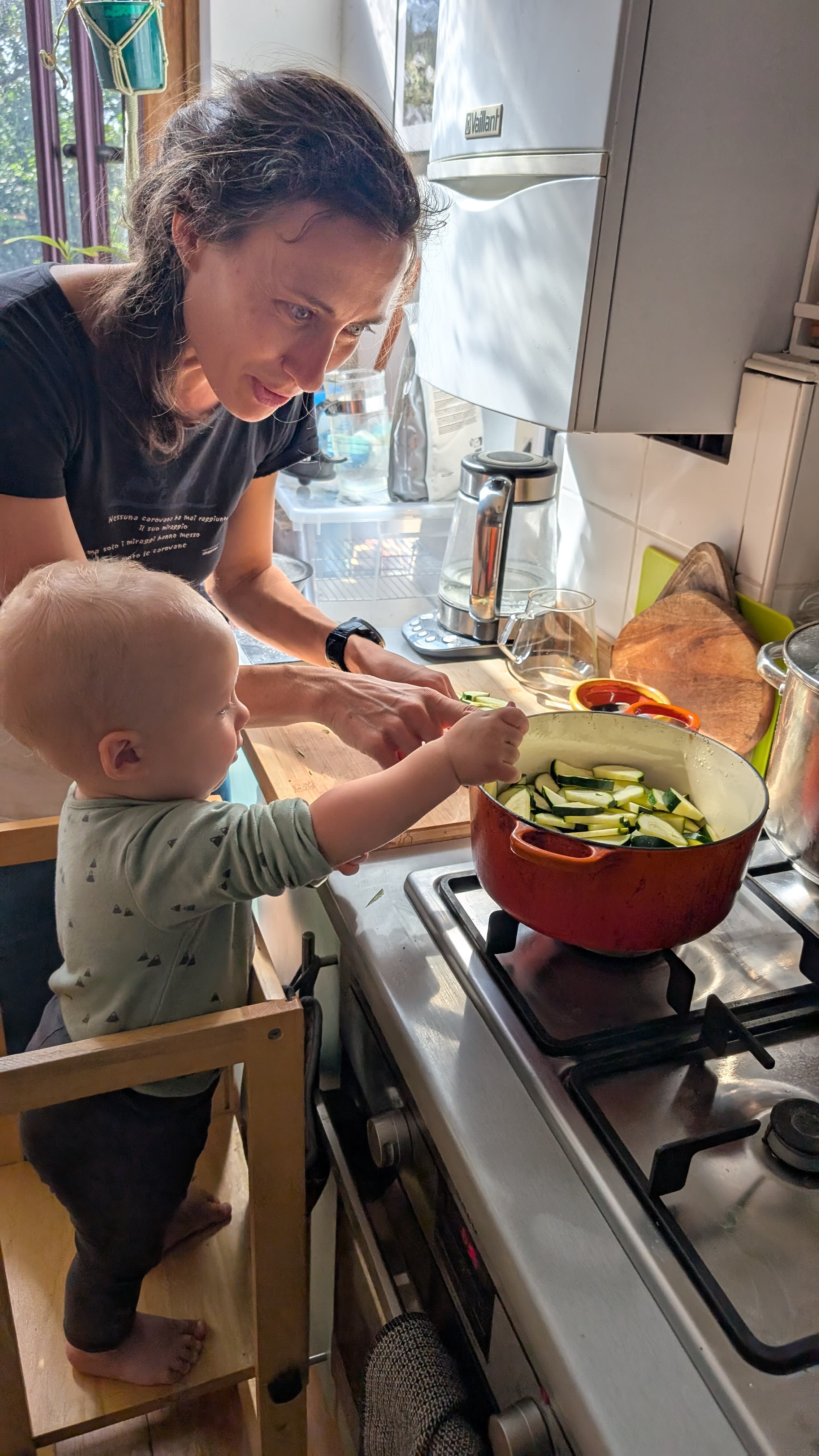 Put the zucchini in the pot!