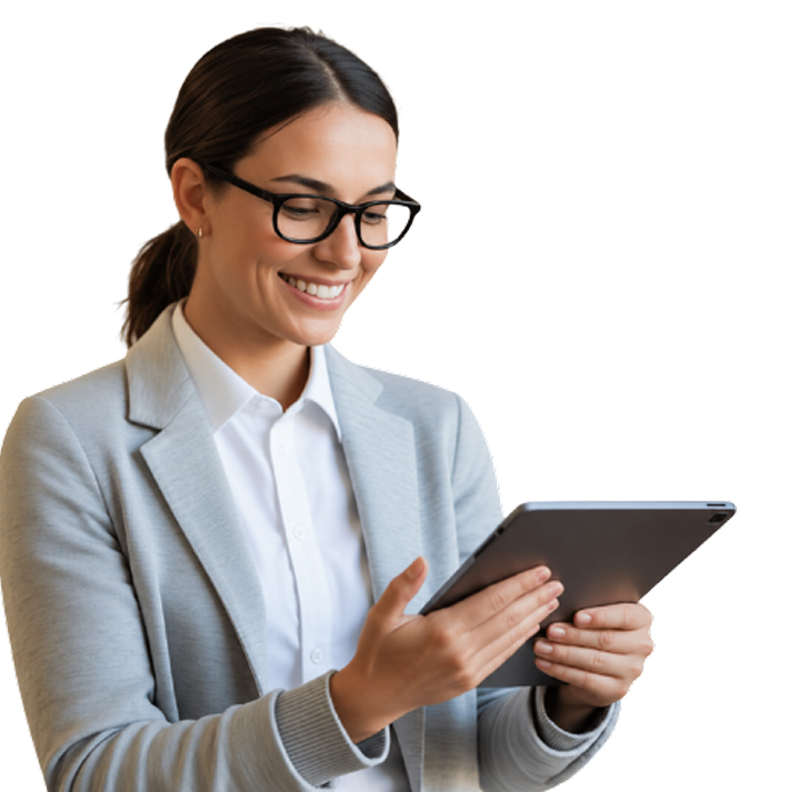 Brand manager reviewing Sponzo on a tablet