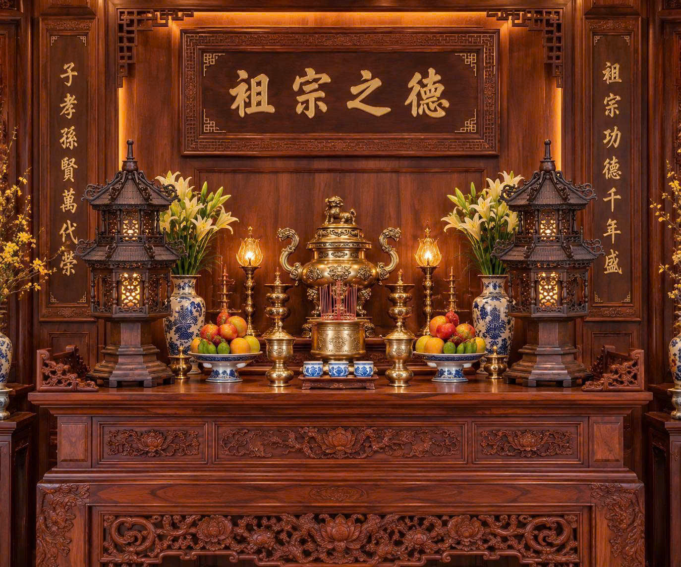 Đèn thờ gỗ trắc – Đồ Gỗ Văn Sáu