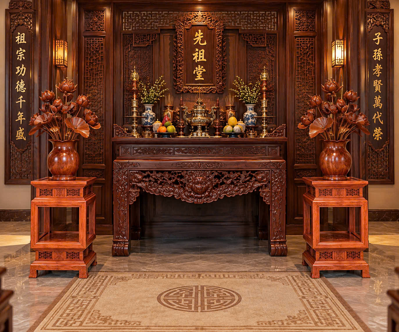Đôn đèn gỗ hương – Đồ Gỗ Văn Sáu