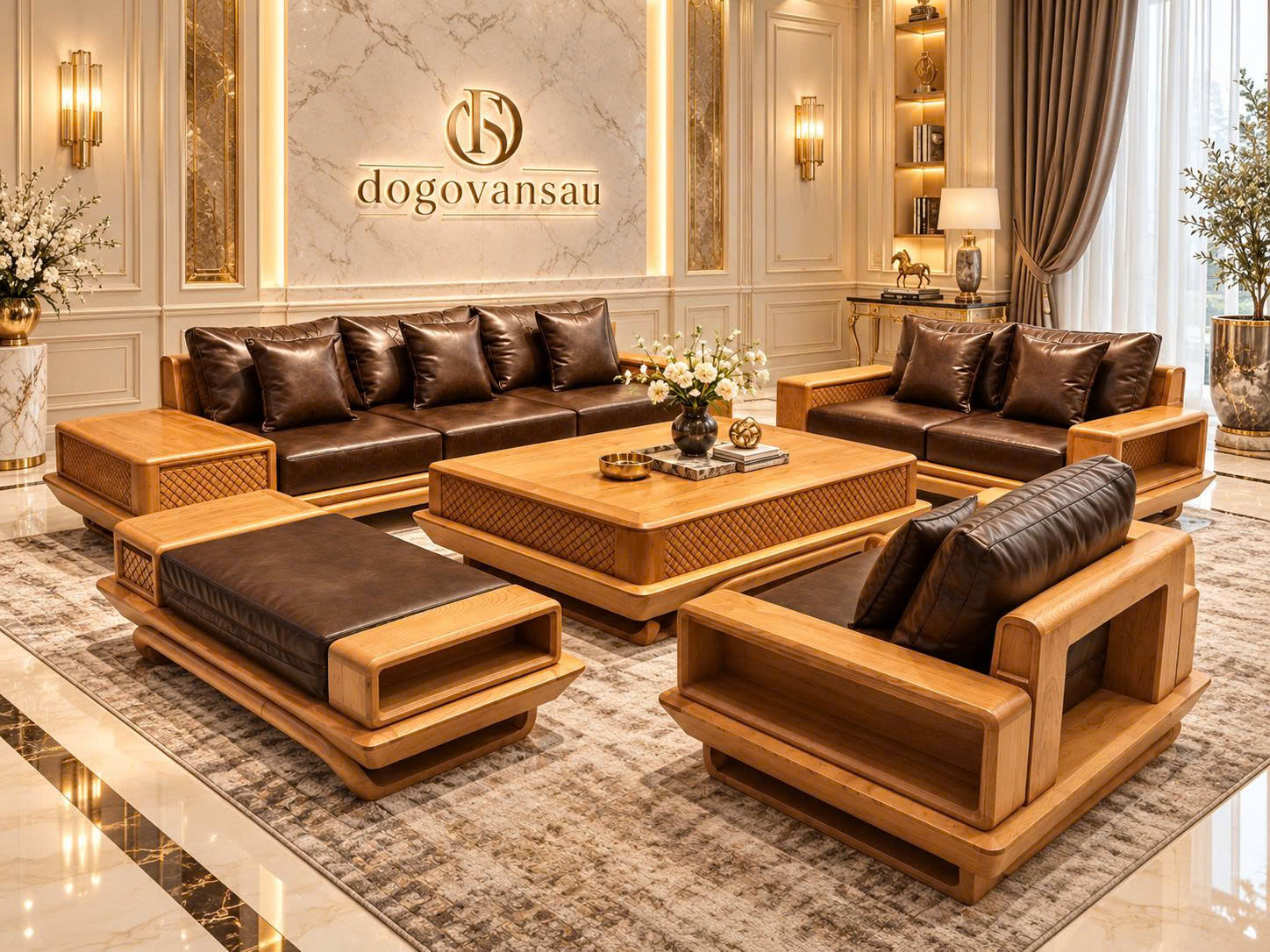 Bộ bàn ghế Sofa gỗ đẹp hiện đại, sang trọng – Văn Sáu Đồ Gỗ