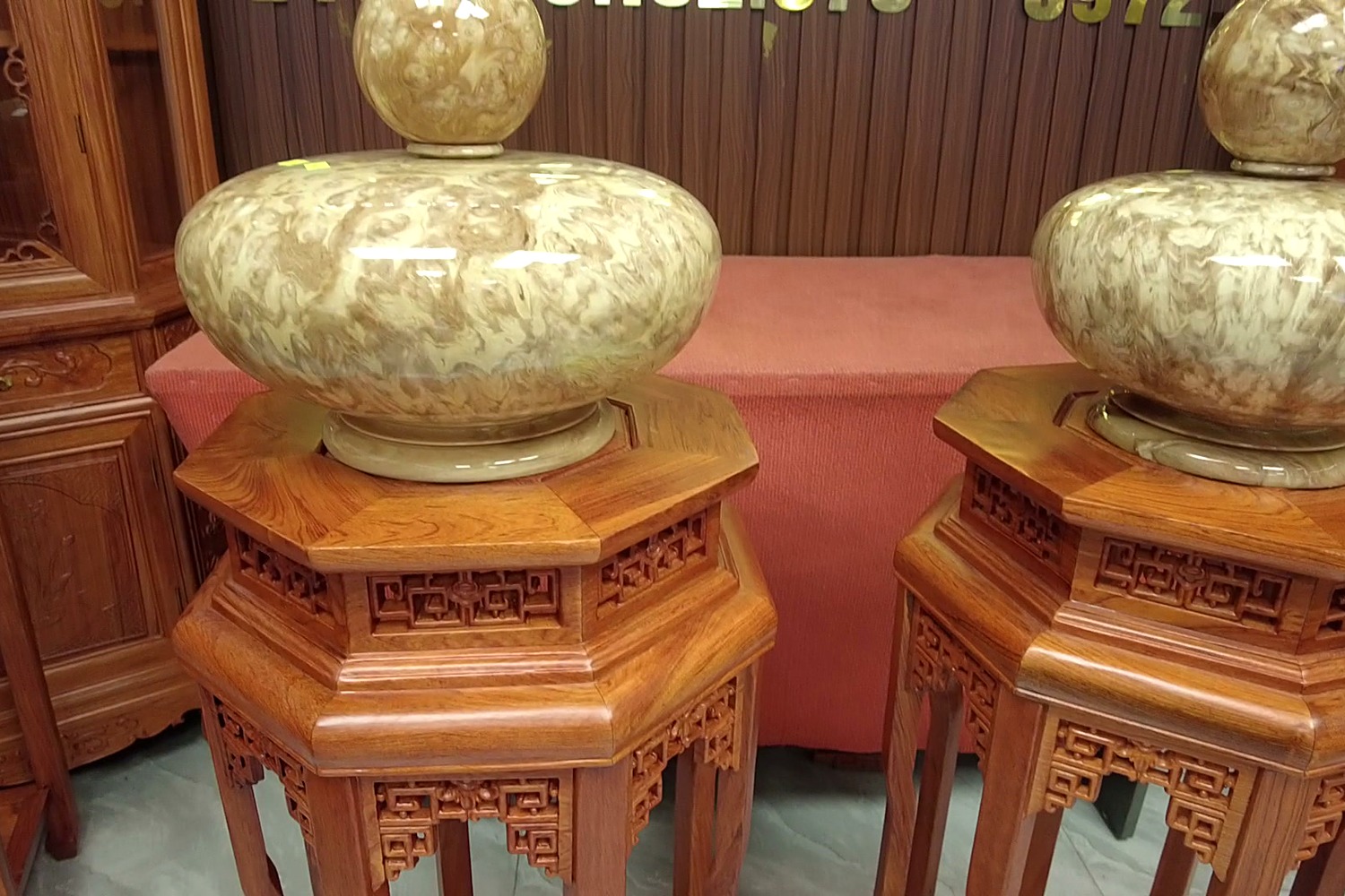 Bình phú quý gỗ nu vân mây – góc 2