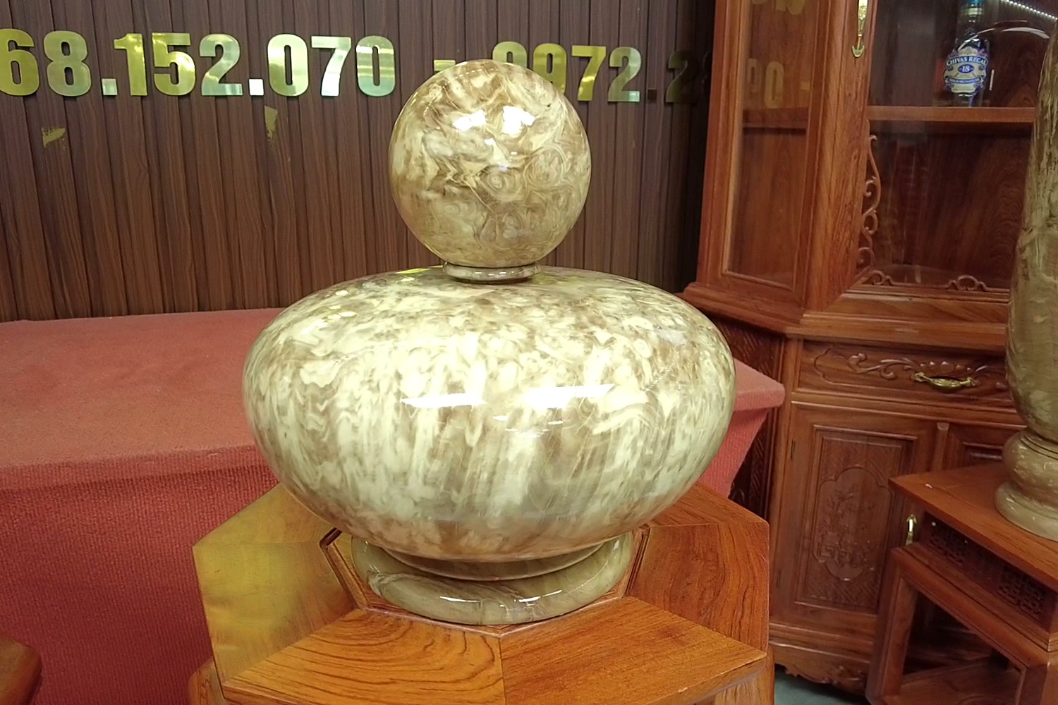 Bình phú quý gỗ nu vân mây – góc 3