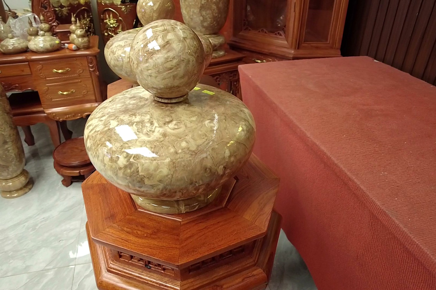 Bình phú quý gỗ nu vân mây – góc 4