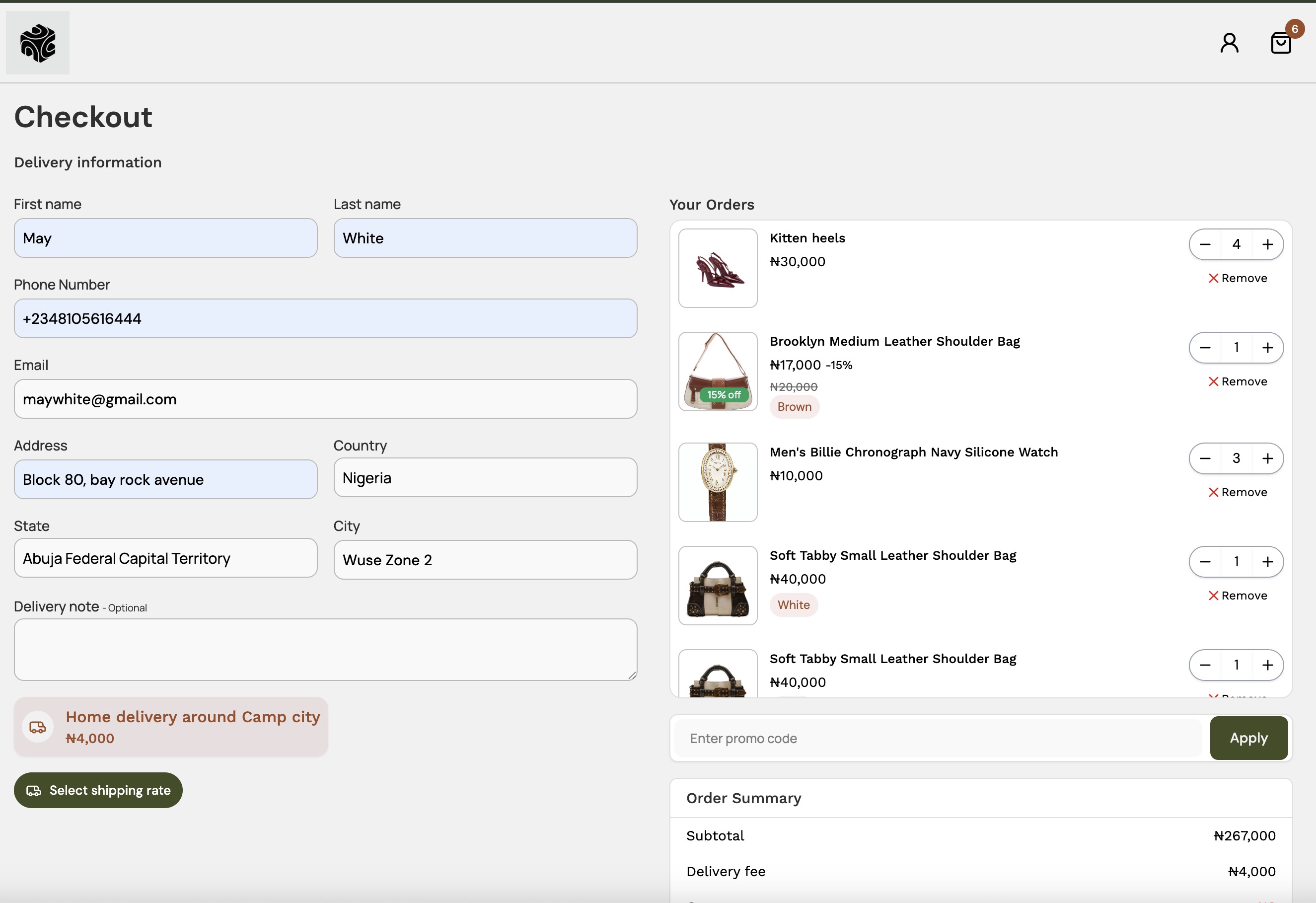 A desktop mockup of a merchant's store