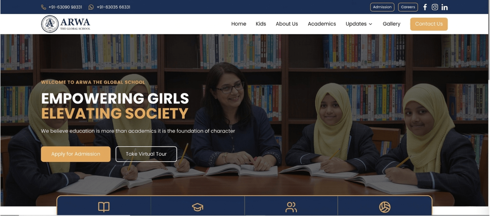 Arwa School website preview