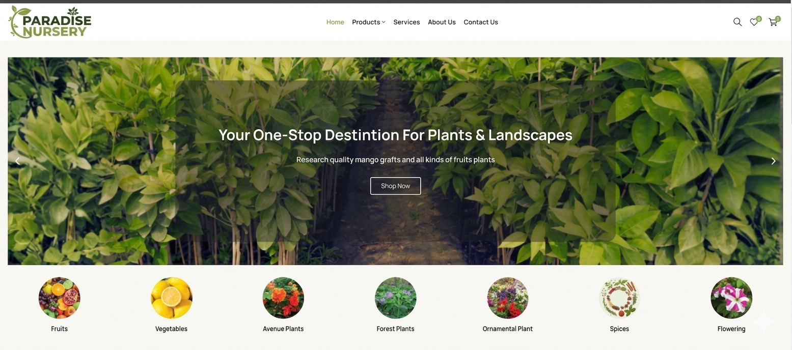 Paradise Nursery website preview