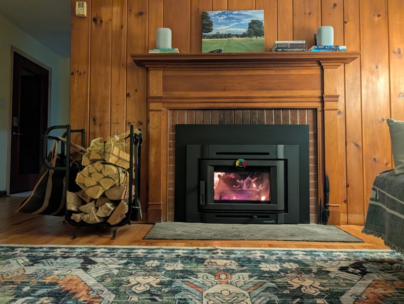 Living room fireplace close-up