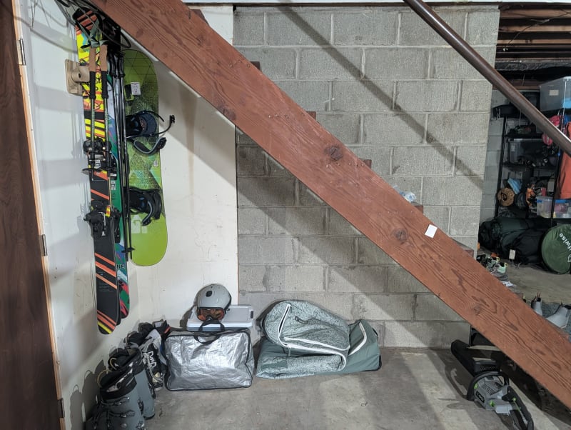 Ski and gear locker area