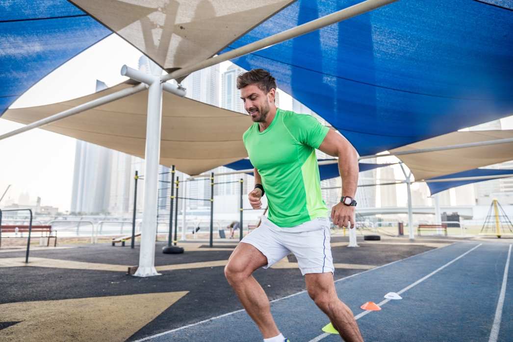 Athlete training outdoors