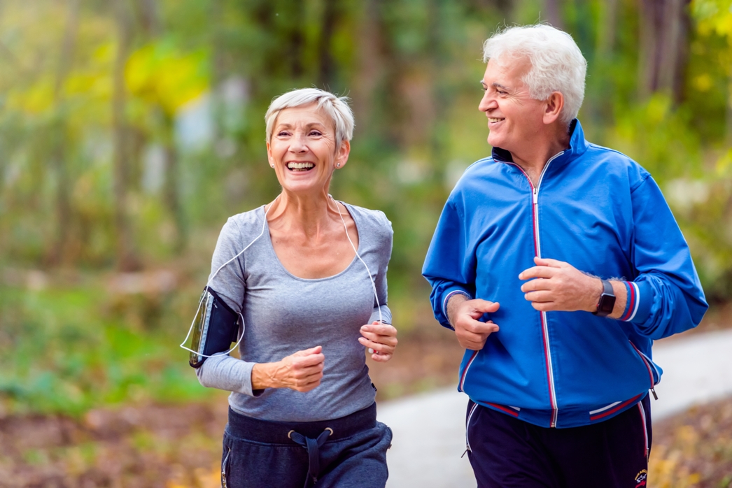 Active couple walking