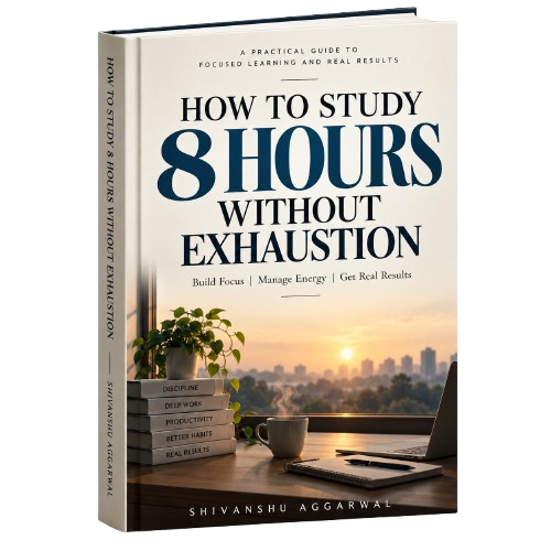 How to Study 8 Hours Without Exhaustion eBook + Audiobook (Hindi + English)