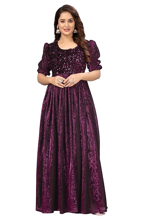 Women's Embroidered Semi-Stitched Gown