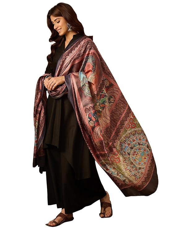 Rayon Printed Anarkali Kurta and Pant with Dupatta Set