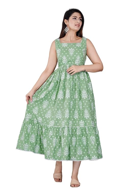 Viscose Fabric Printed Sleeveless Maxi Dress