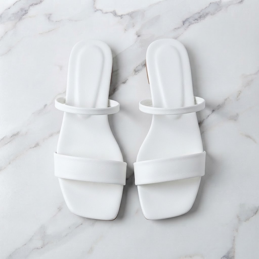 Flat Footwear Women's Flat Slippers Size 5 to 9 White Ladies