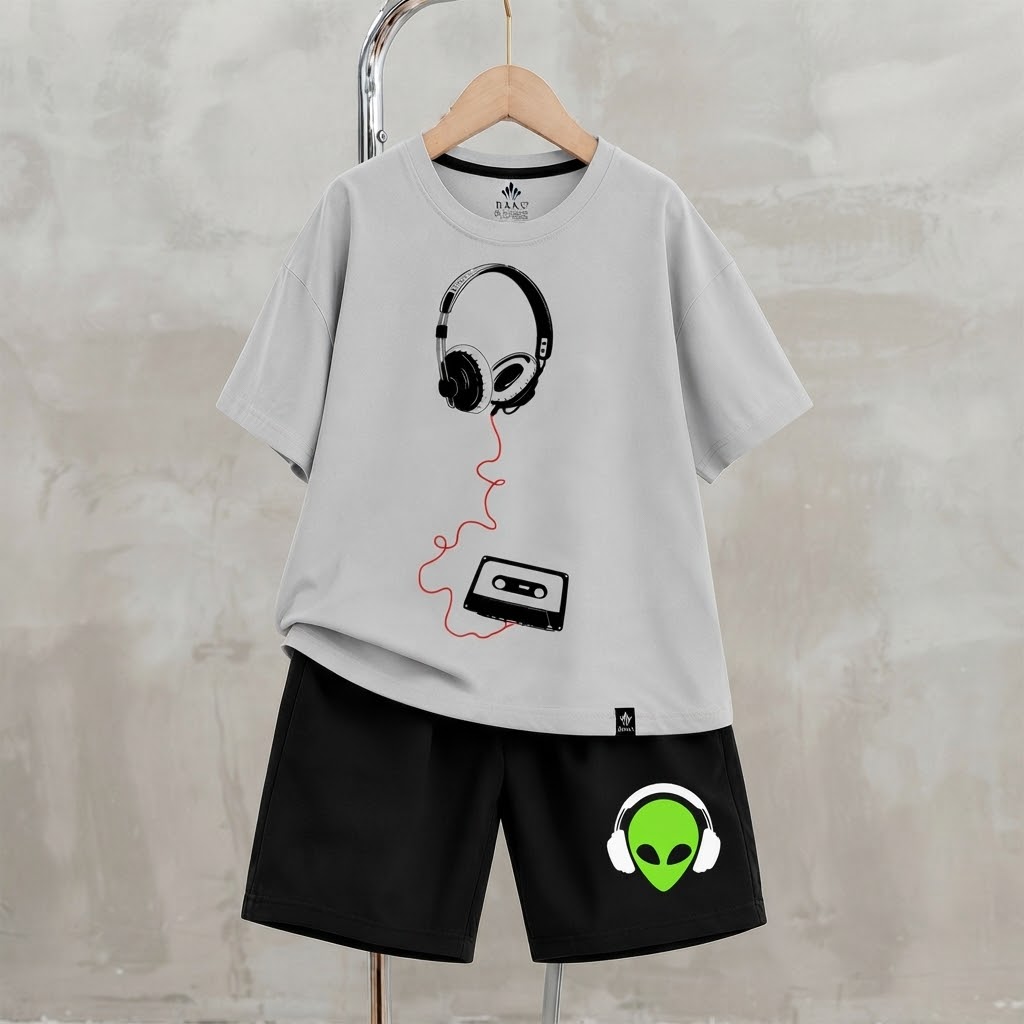 Boys Casual T-shirt Shorts Size 1 Months 8 Years White and Black