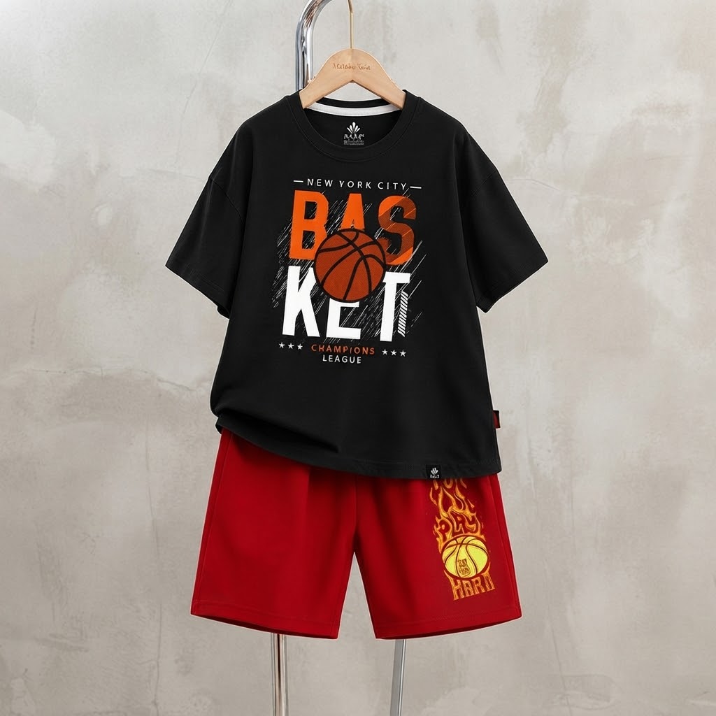 Boys Casual T-shirt Shorts Size 1 Months 8 Years Red&Turcoise
