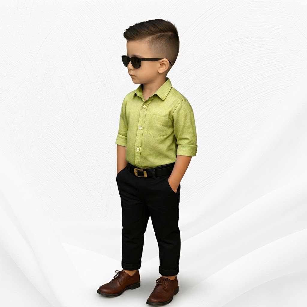 Baby Boys Casual Shirt & Pant Size 1 Year to 7 Years Black & Pista