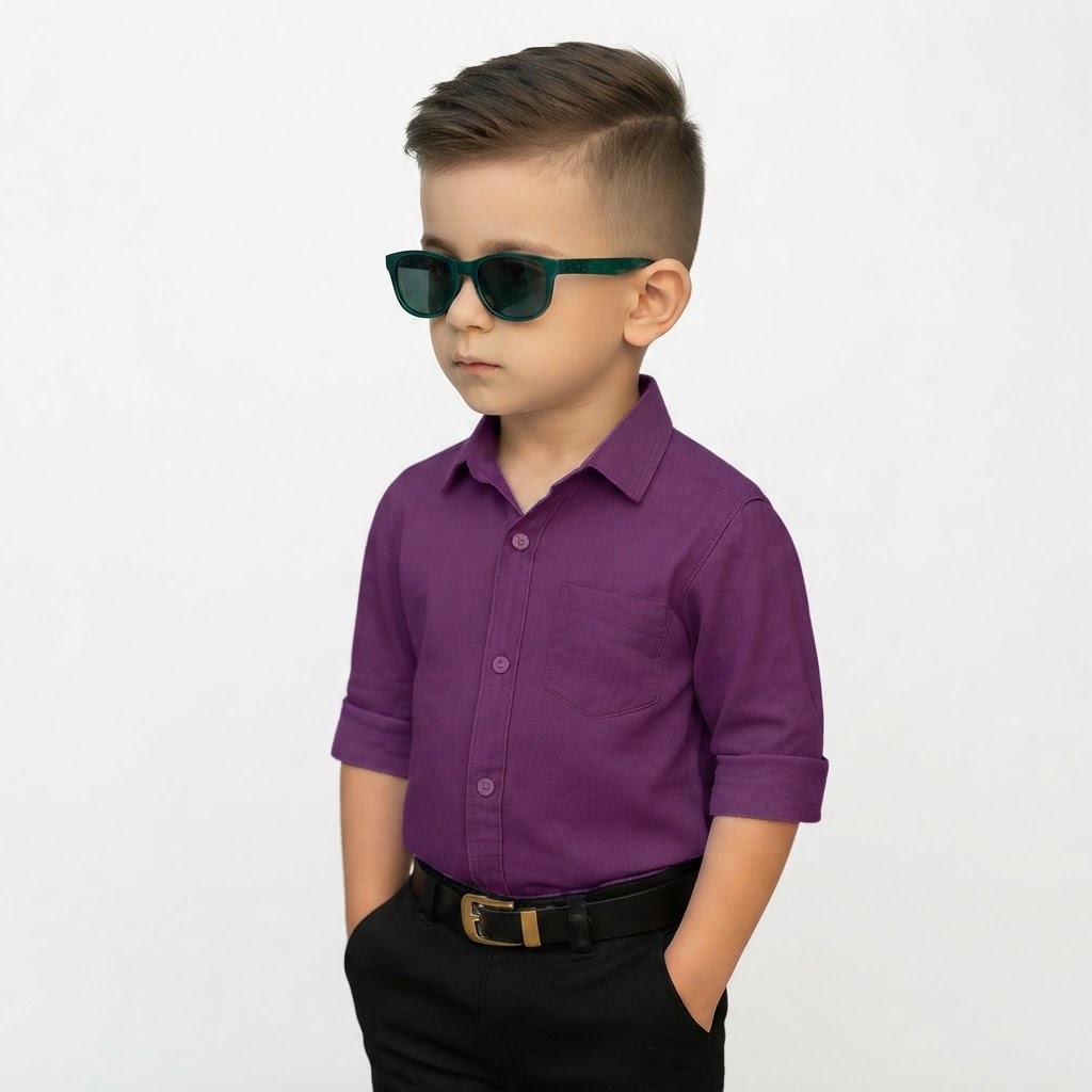 Baby Boys Casual Shirt & Pant Size 1 Year to 7 Years Black & Purple