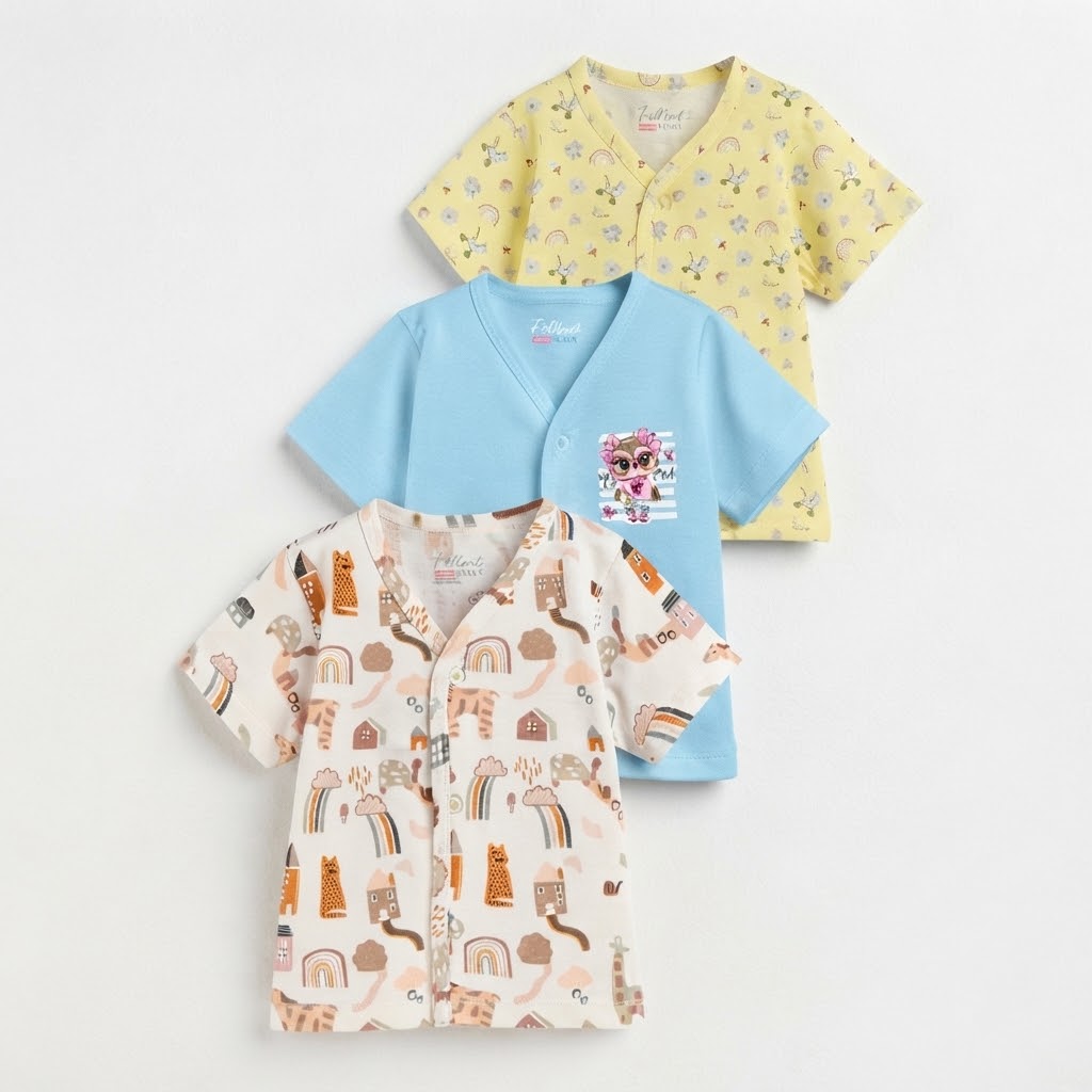 Kids Graphic Printed Pack Of 3 Cotton T-shirts Size 1 Month to 18 Months