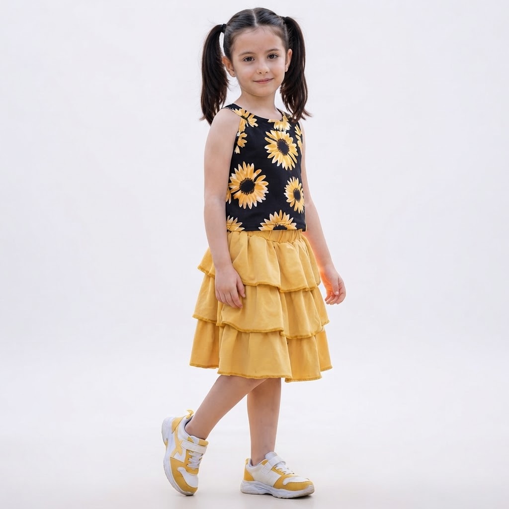 Girls Printed Top with Skirt Size 1 year to 4 Years
