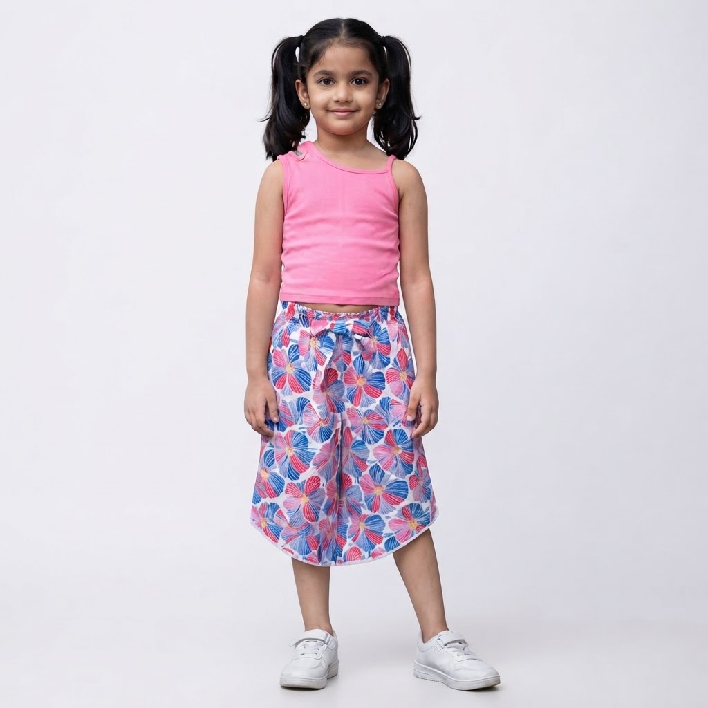 Girls Top with Shorts Pink and White 1 year to 6 Years