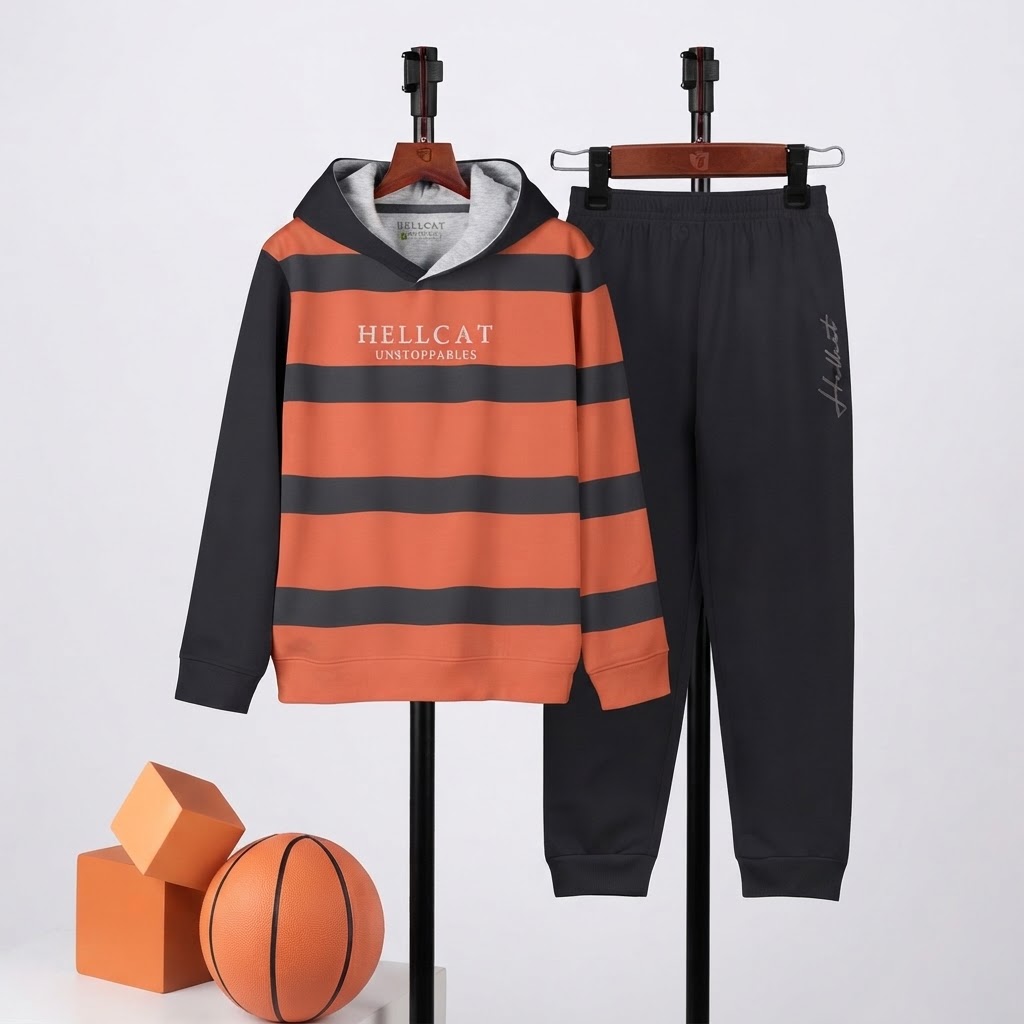 Boys Printed T-Shirt And Joggers Boys Dress Size 3 Years to 16 Years Orange and Grey