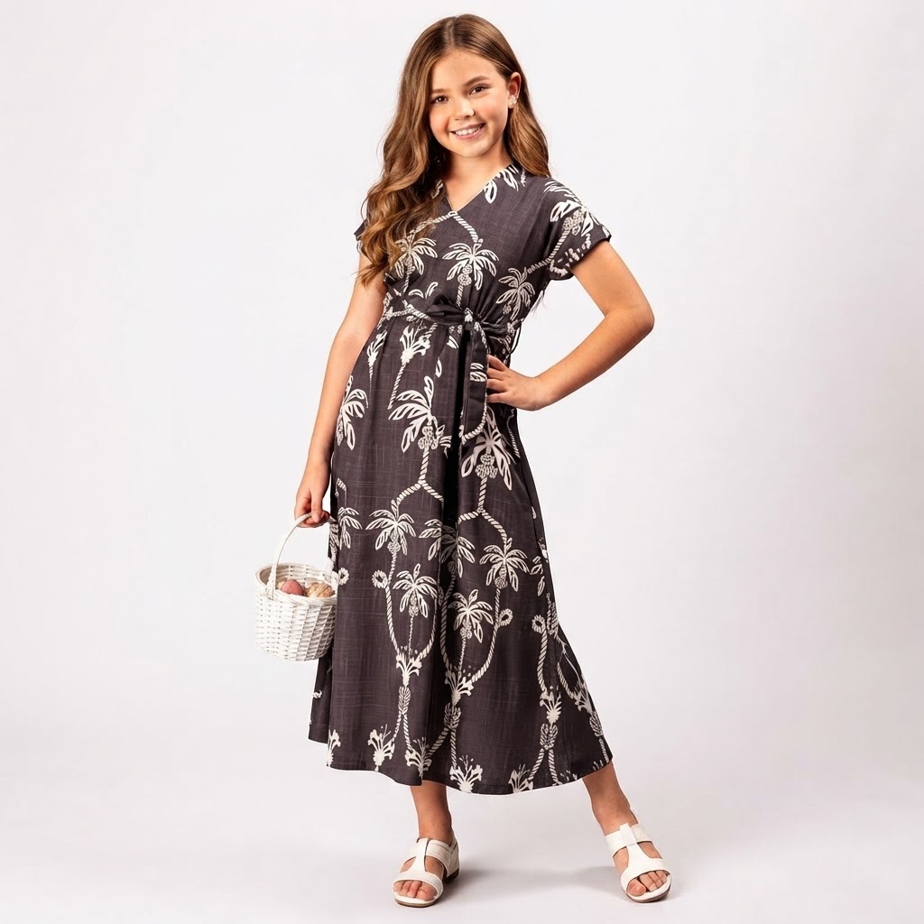 Girls Print A-Line Midi Dress Girls Dress Size 11 Years to 16 Years