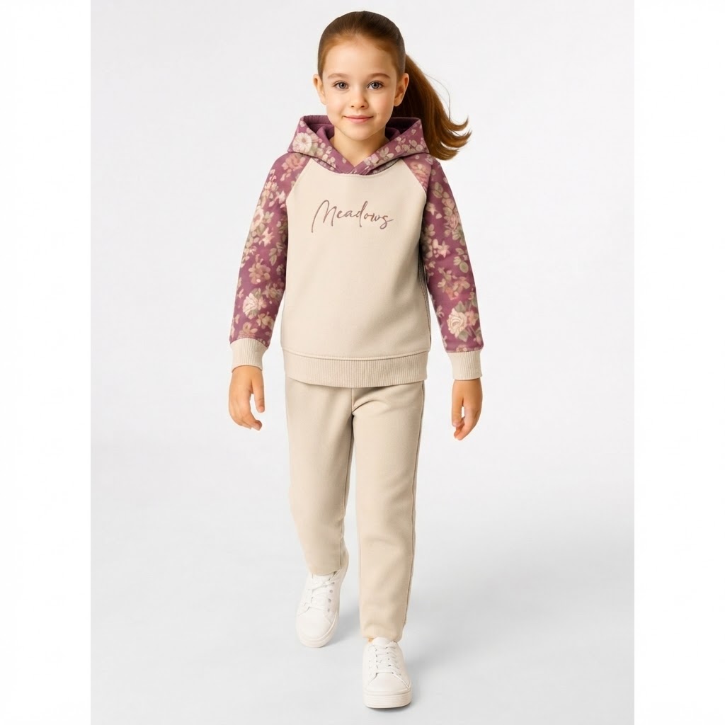 Girls Printed Hooded Sweatshirt With Trouser Girls Dress Size 3 Years to 16 Years