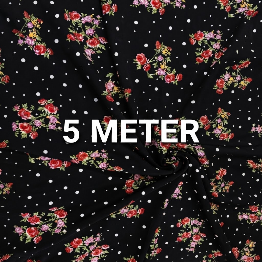 Unstitched Crepe Kurta Fabric Floral Print 5 Mater Women, Ladies Dress