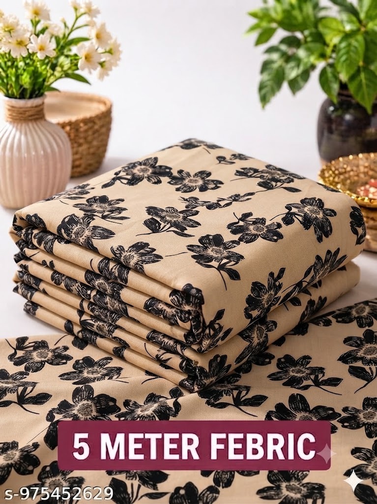 Unstitched Crepe Kurta Fabric Floral Print Multi Purpose Crepe Fabric Women Ladies 2 Meter