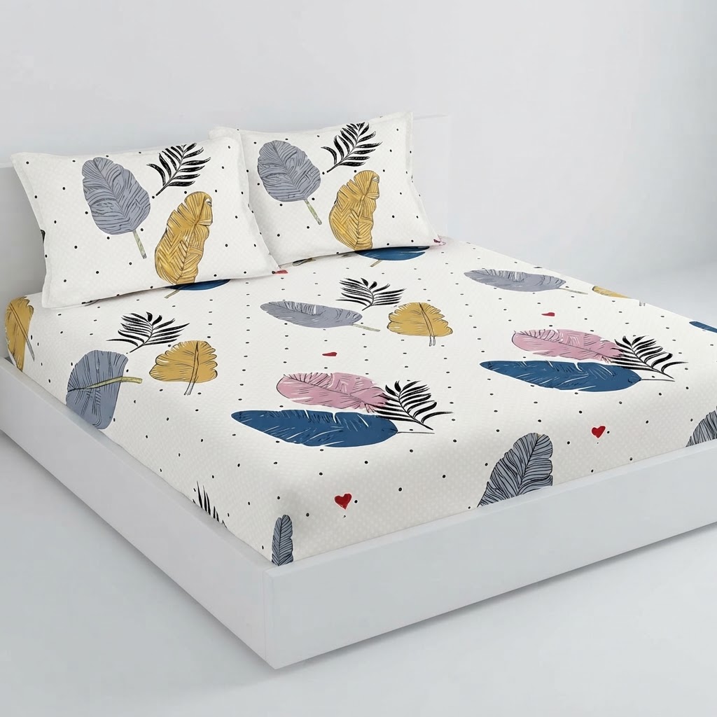 Cotton Double bedsheet set with 2 Matching pillow Covers