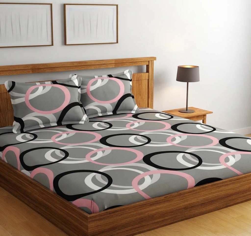 Double Bed Cotton Flat Bedsheet with 2 Pillow Covers