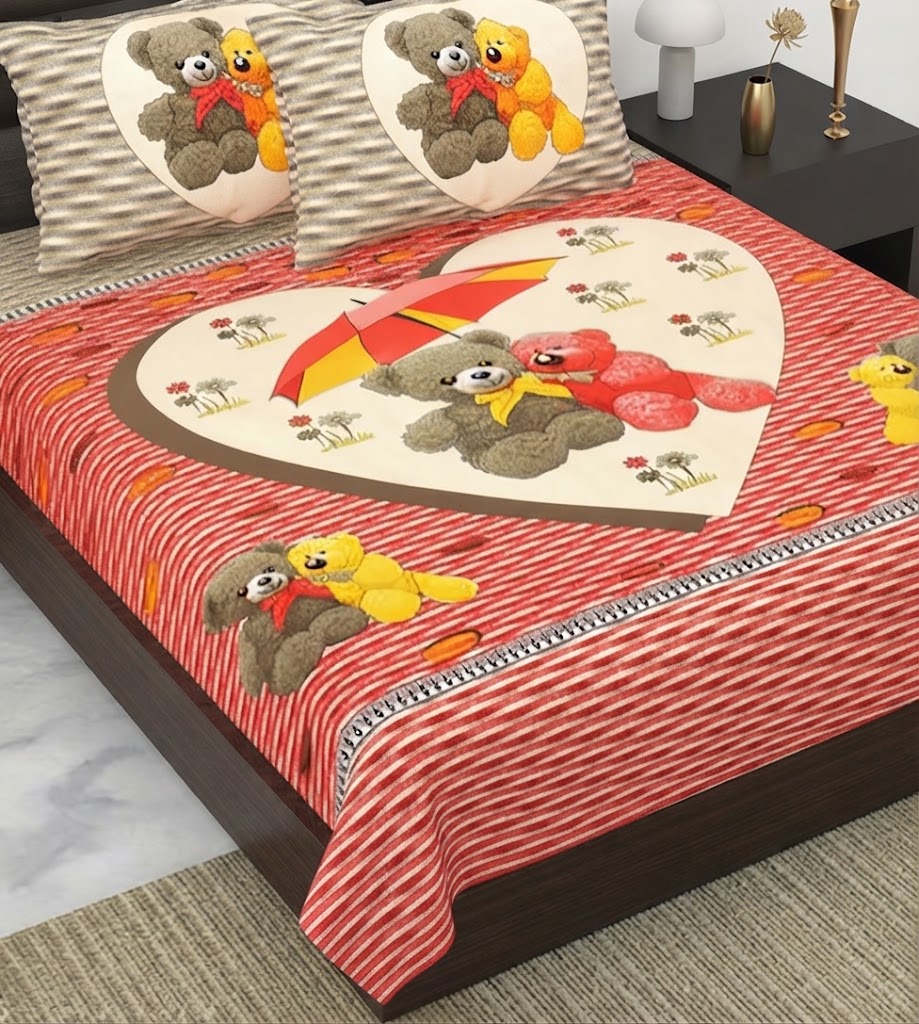 Printed Double Bed Cotton Bedsheet With 2 Pillow Covers