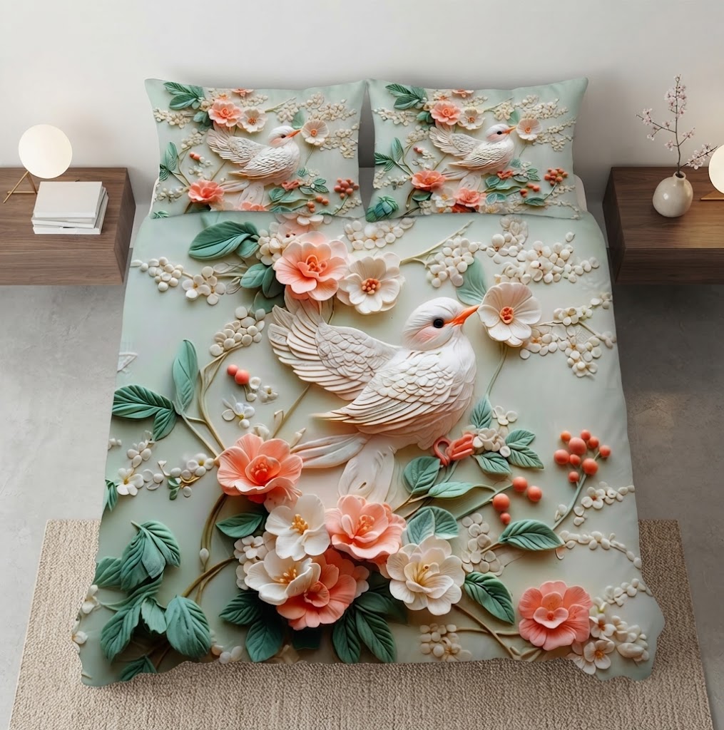 Heavy 7D Digital Glace Cotton Super Size Printed Flat Double Bedsheet, 90 X 100 Inch and 2 Pillow Cover Without Joint