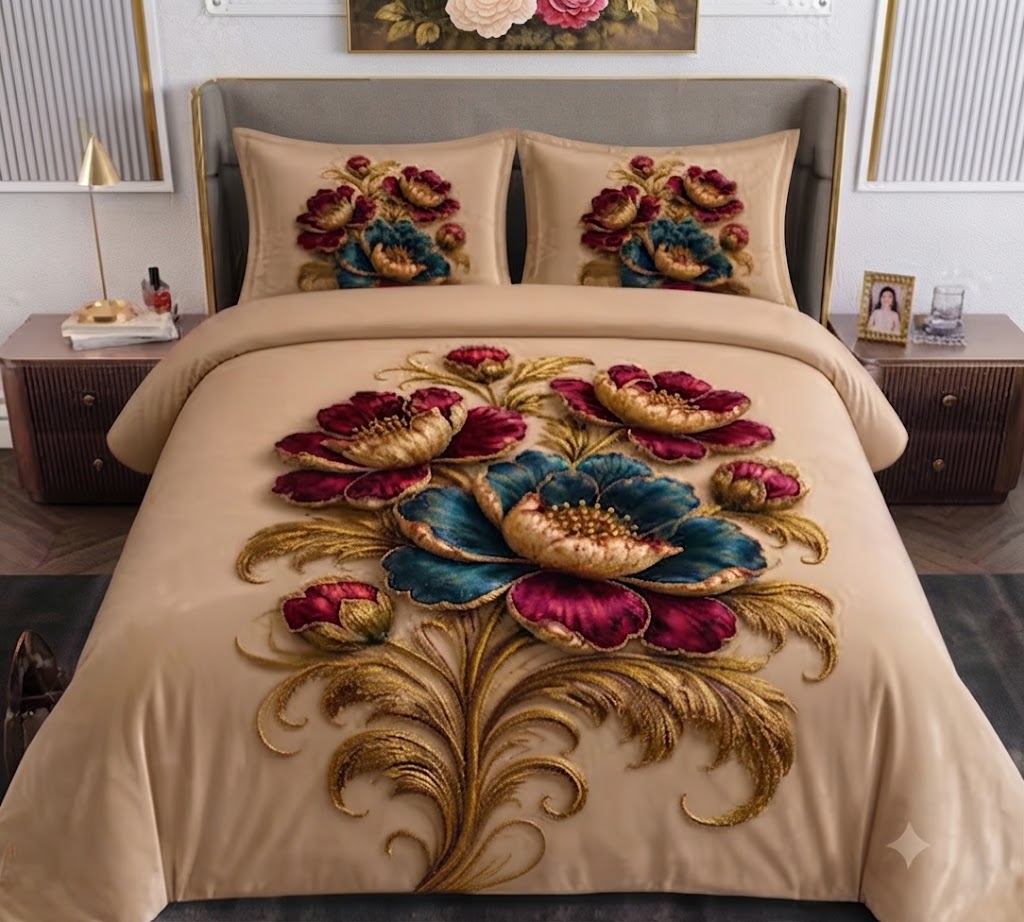 7D Digital Printed Design 90*100 Inches Double bedsheet with 2 Pillow