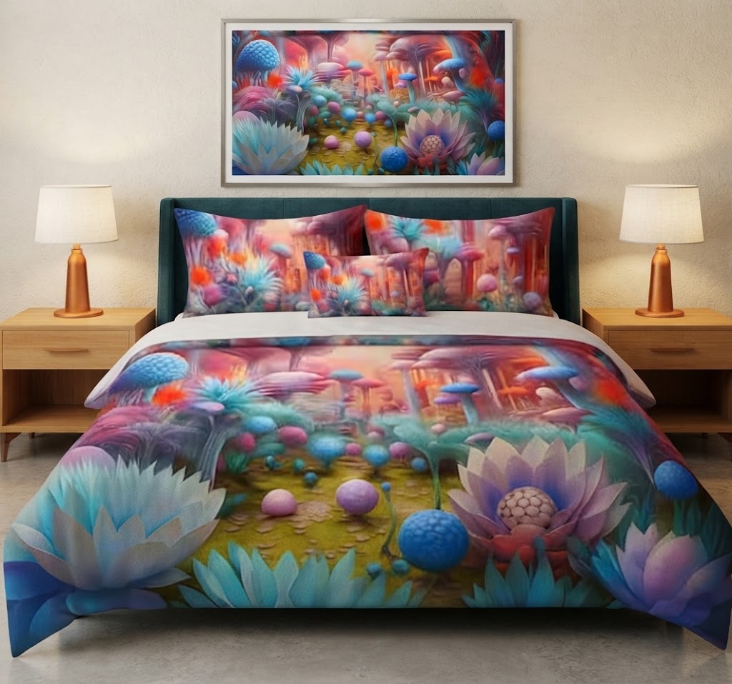 PRINTED FLORAL DESIGN BEDSHEET WITH 2 PILLOW COVERS