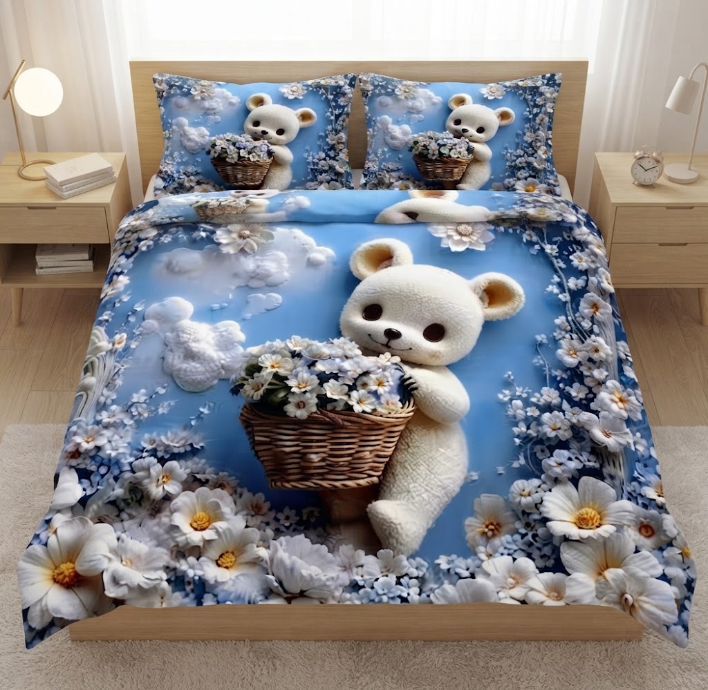 7D Digital Glace Cotton Super King Size Printed Flat Double Bedsheet, 90 X 100 Inch and 2 Pillow Cover Without Joint