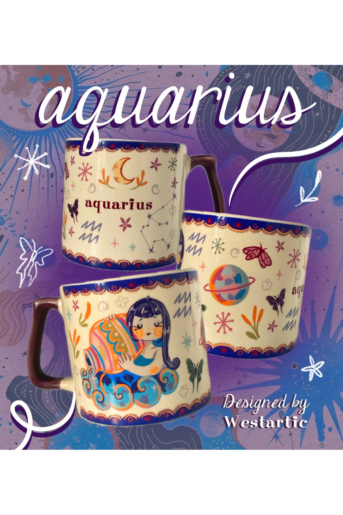 Aquarius Kova Burcu Özel Tasarım Burç Kupa Bardak Fincan