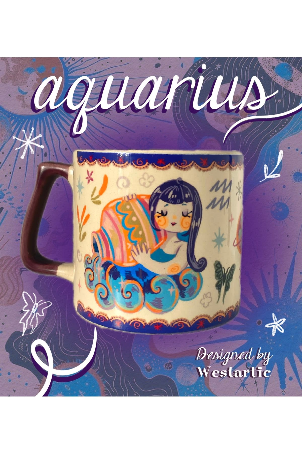 Aquarius Kova Burcu Özel Tasarım Burç Kupa Bardak Fincan görsel 2