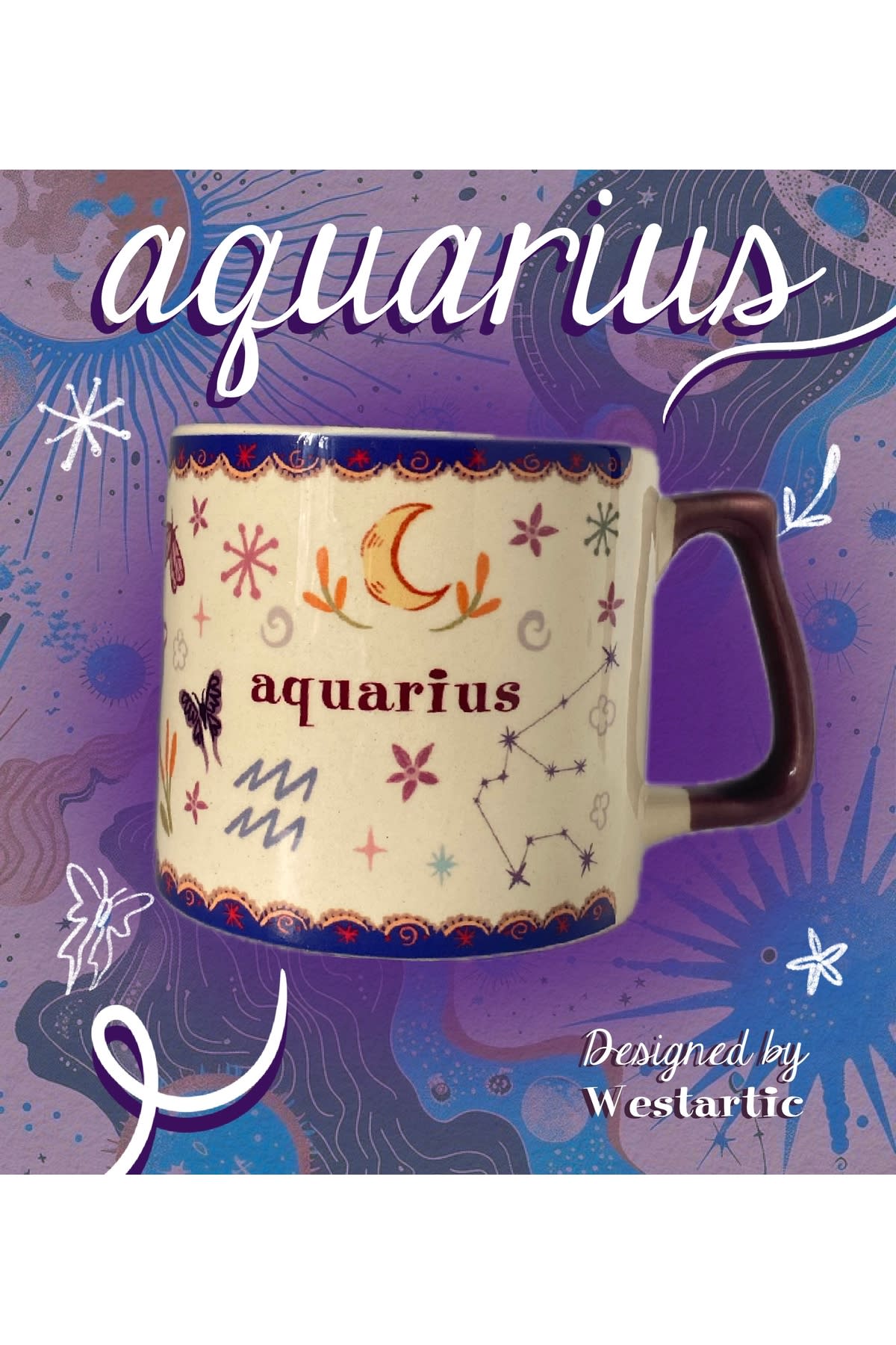 Aquarius Kova Burcu Özel Tasarım Burç Kupa Bardak Fincan görsel 4