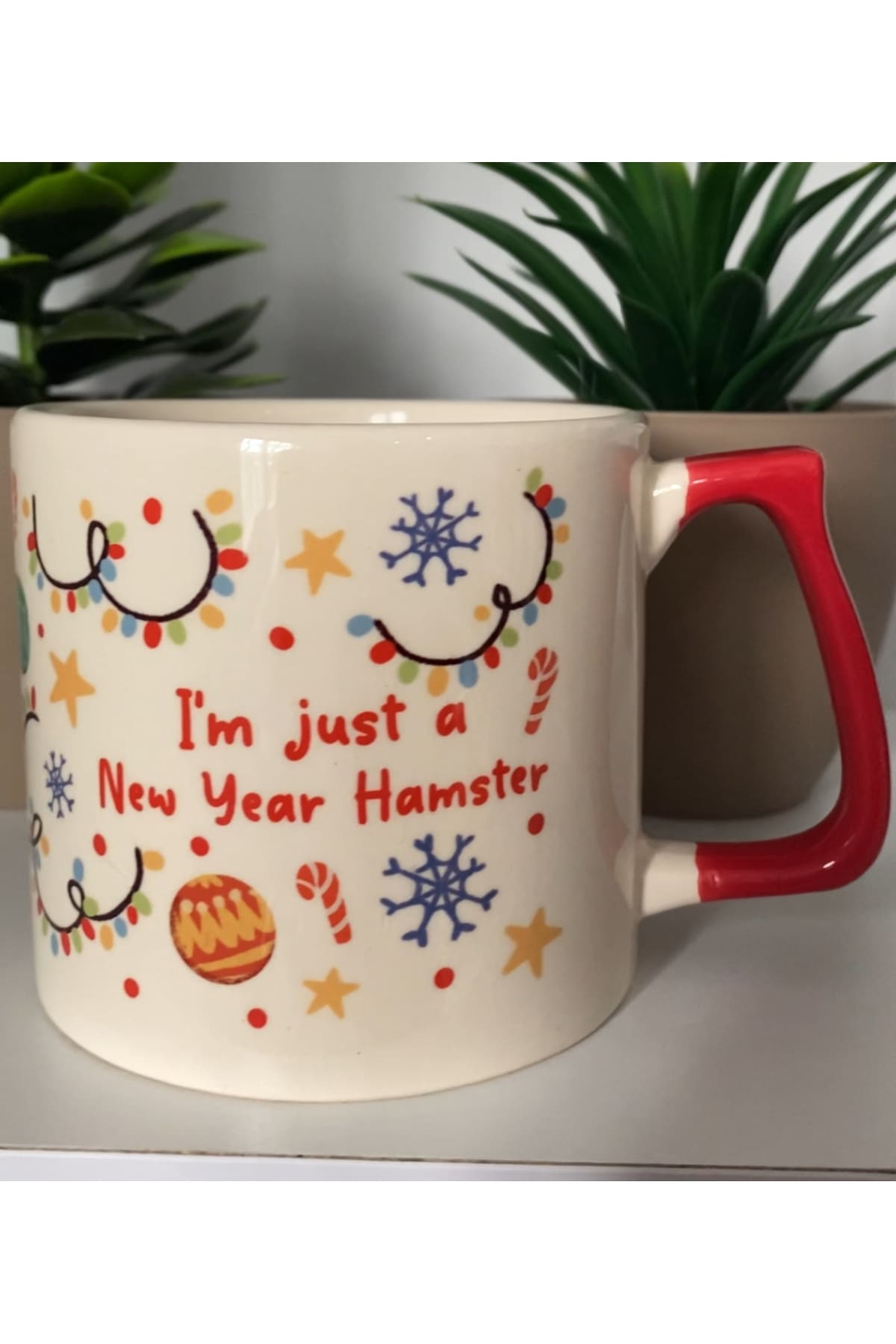 Sad (Üzgün) Hamster Yılbaşı Yeni Yıl New Year Kupa Fincan Bardak görsel 2
