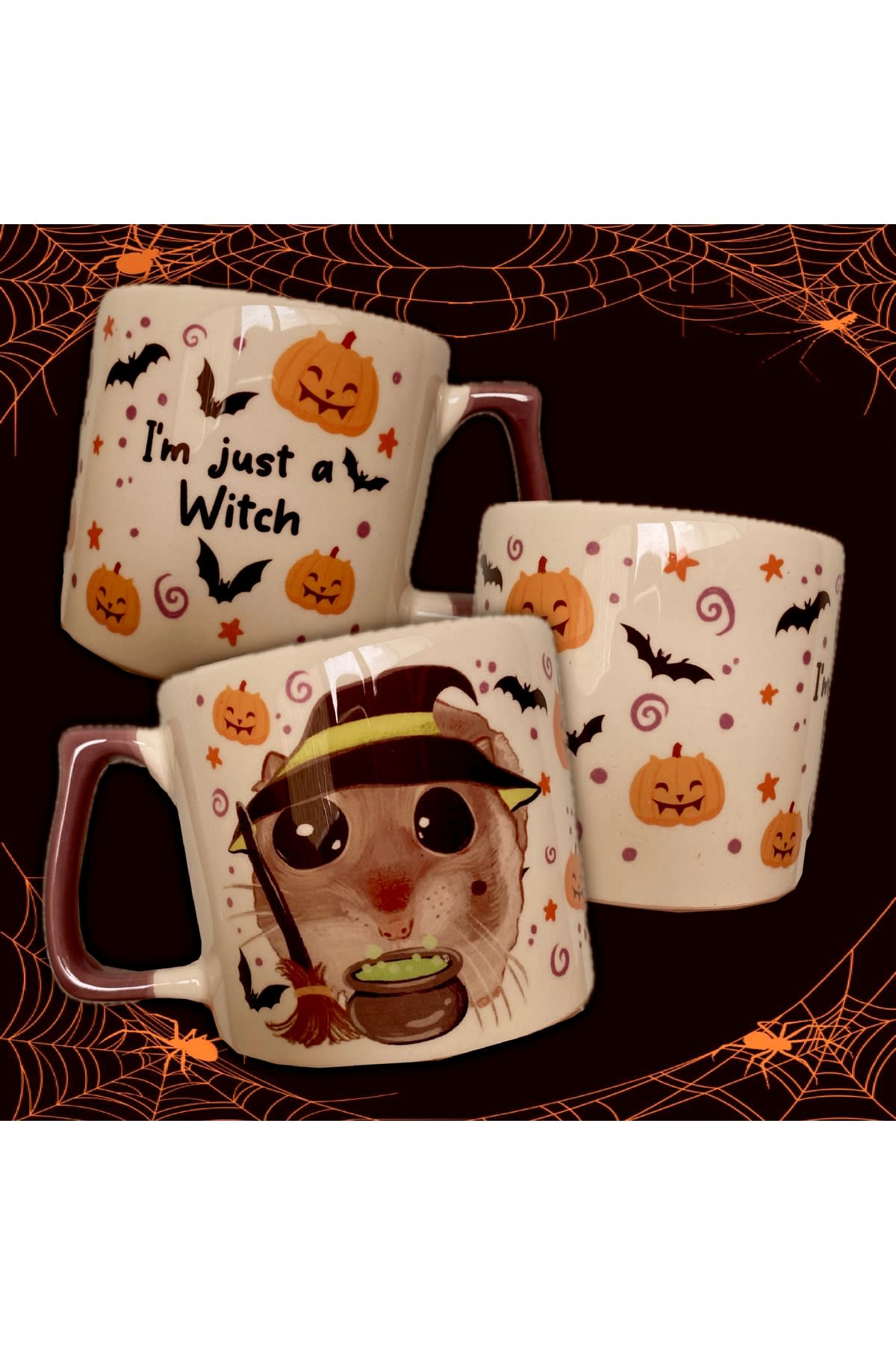 Sad Üzgün Hamster - Halloween: Cadı Witch Kupa Bardak Kahve Fincanı