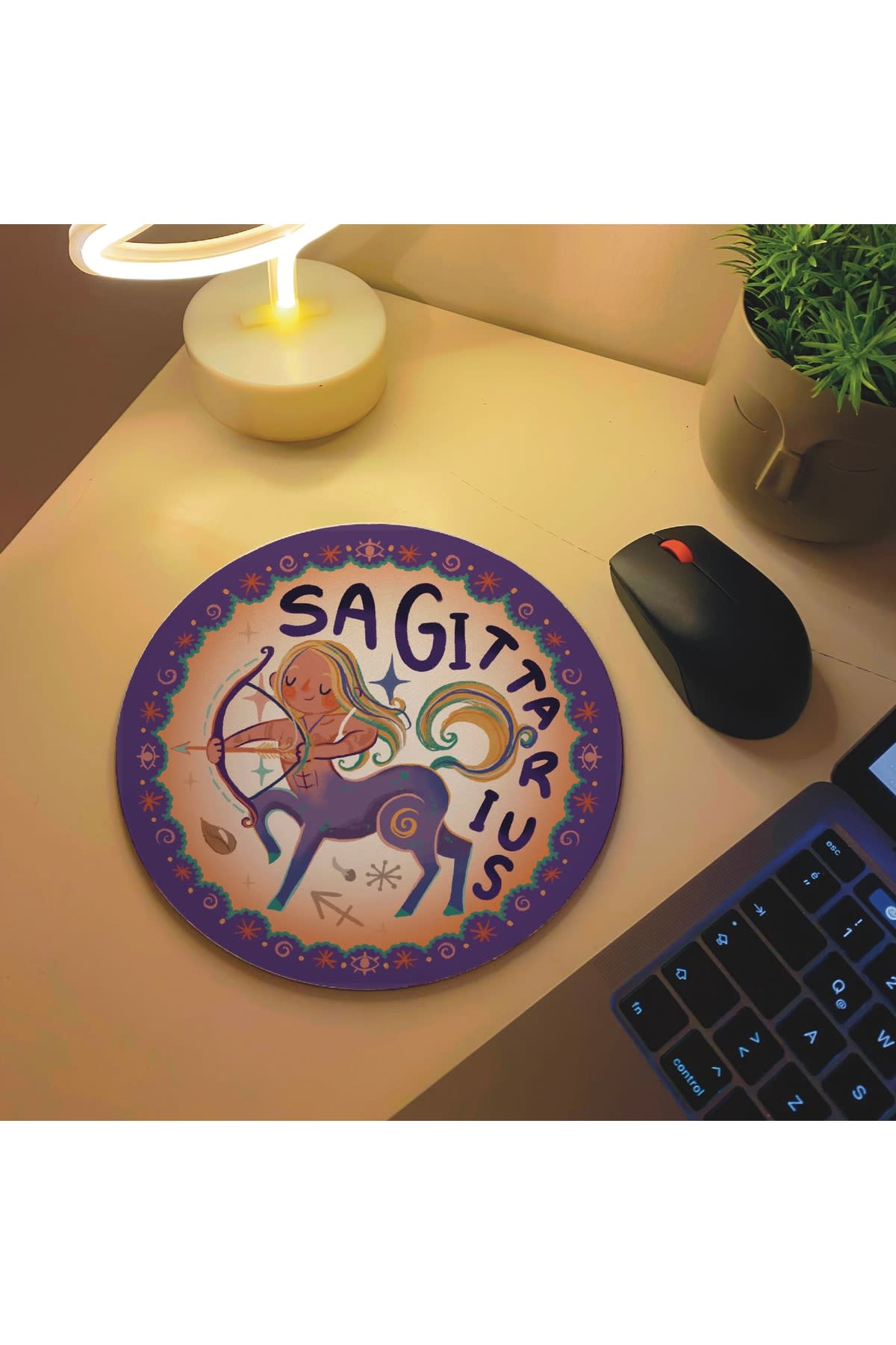 Sagittarius Yay Burcu Özel Tasarım Burç Mousepad, Mouse Altlığı Pad